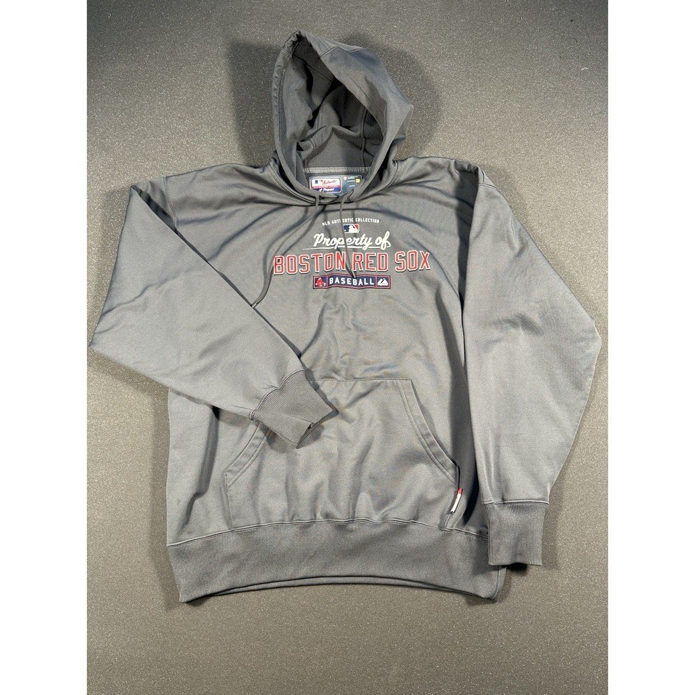 Men's Boston Red Sox Majestic Authentic Coll. Hoodie W/Therma Base XXL Grey/Red
